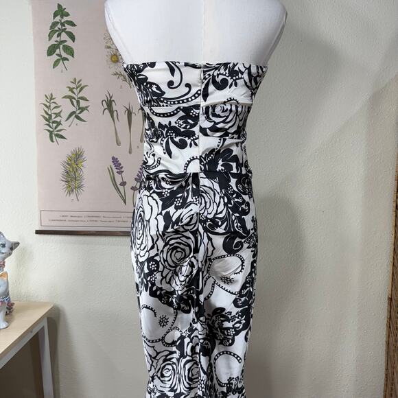 Y2k Floral Satin Strapless Mermaid Formal Dress Sexy Dark Coquette Romantic S 6 - Picture 8 of 11